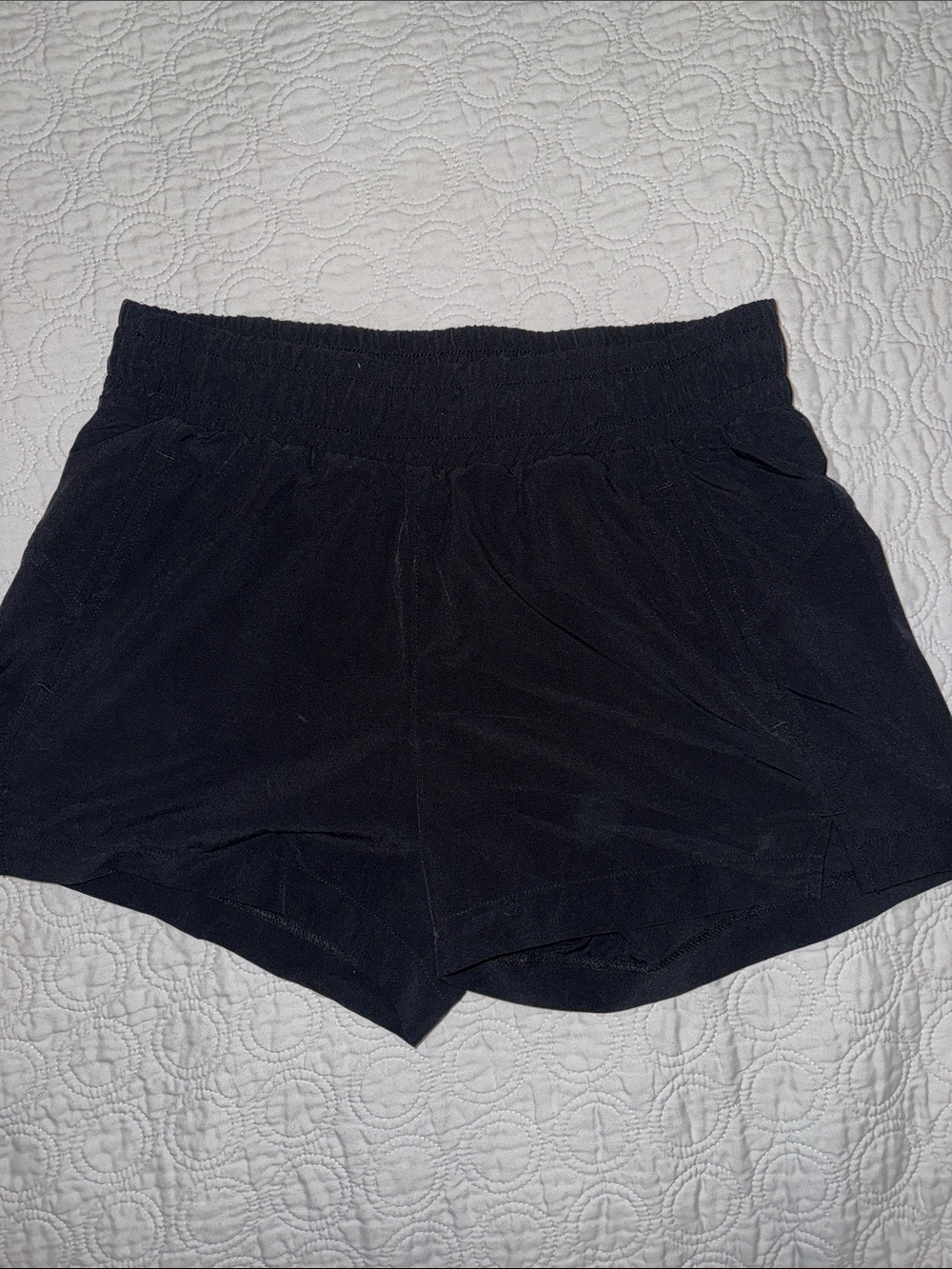 Women’s Black Elastic-Waist Atheltic Shorts